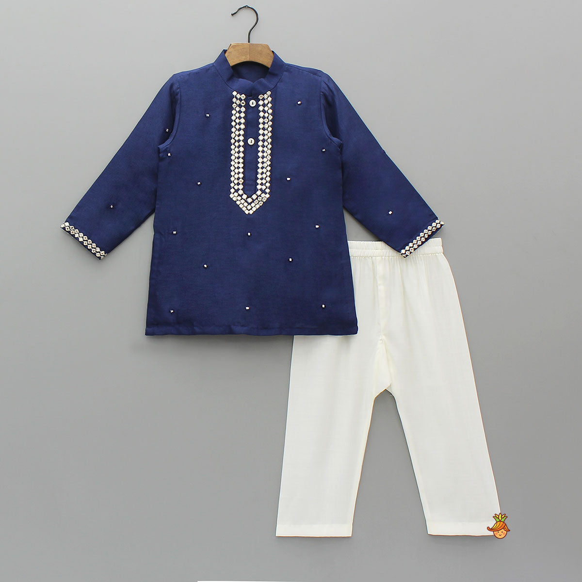 Faux Mirror Work Kurta And Pyjama