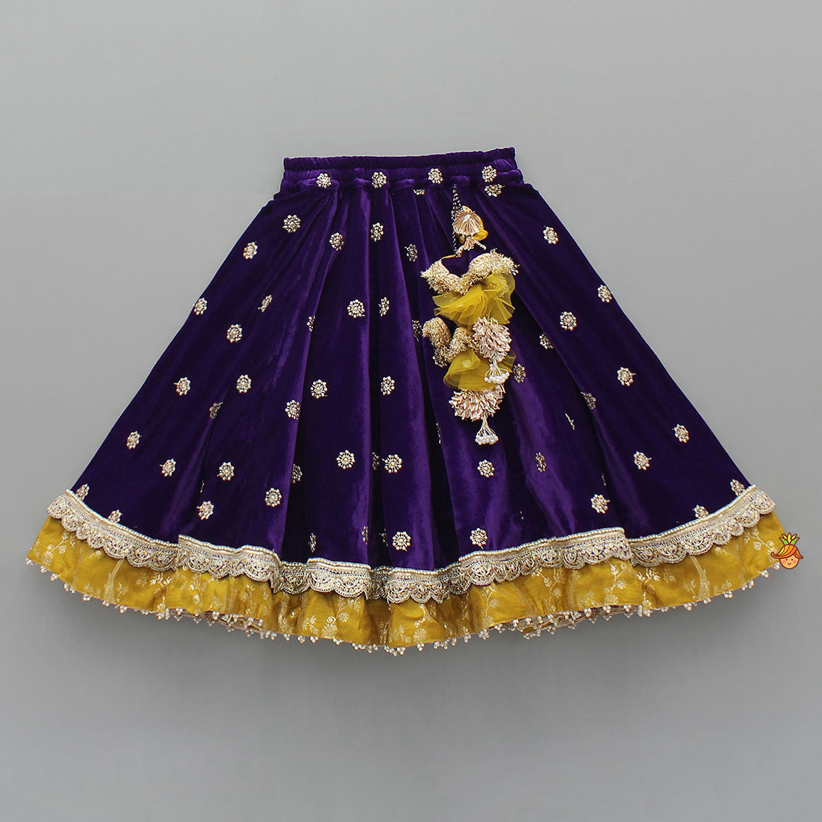 Stunning Velvet Jacket-Style Top With Embroidered Lehenga And Dupatta