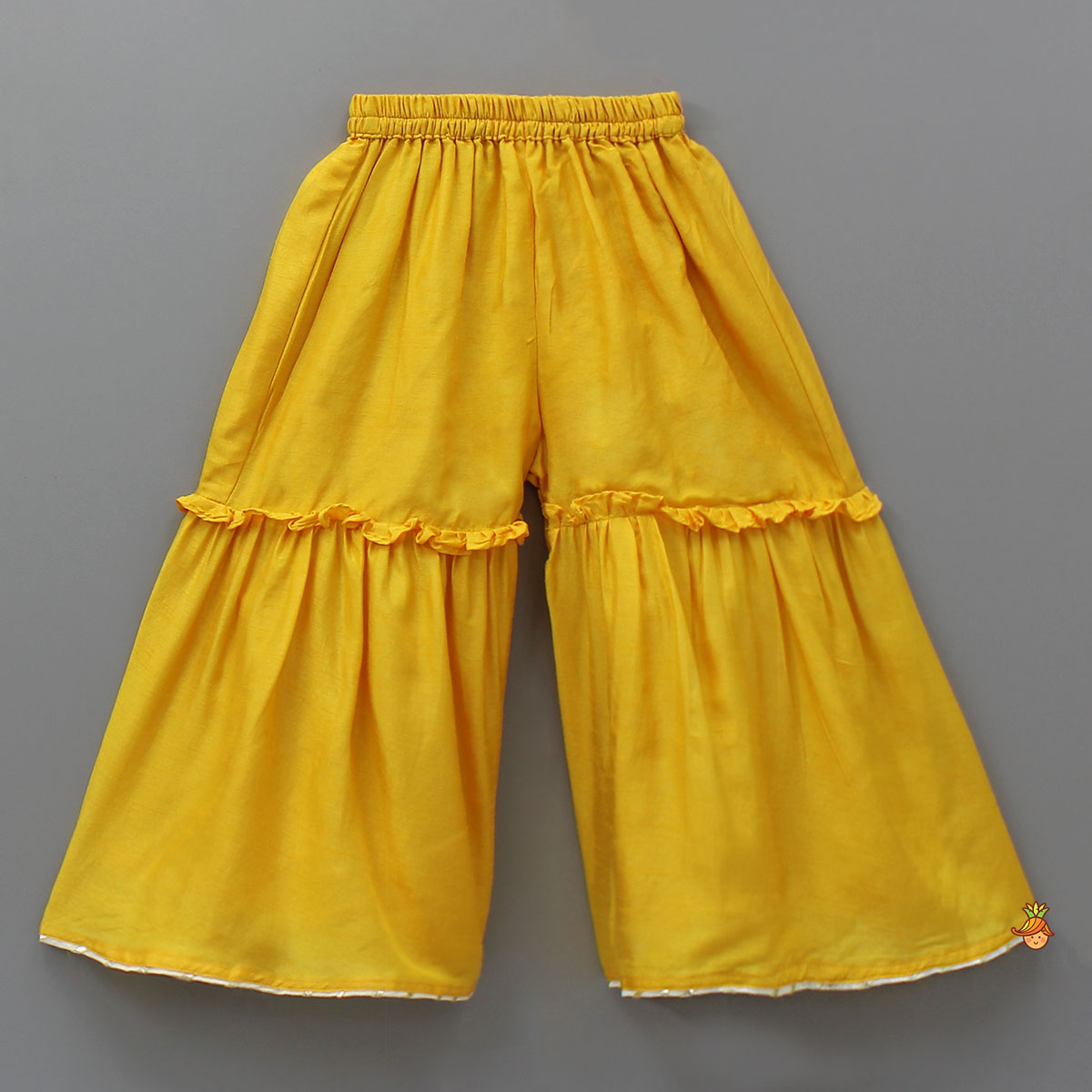 Flared Sleeves Top And Sharara With Net Dupatta