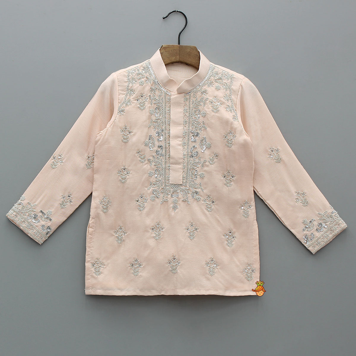 Intricately Sequins-Embroidered Kurta With Pyjama