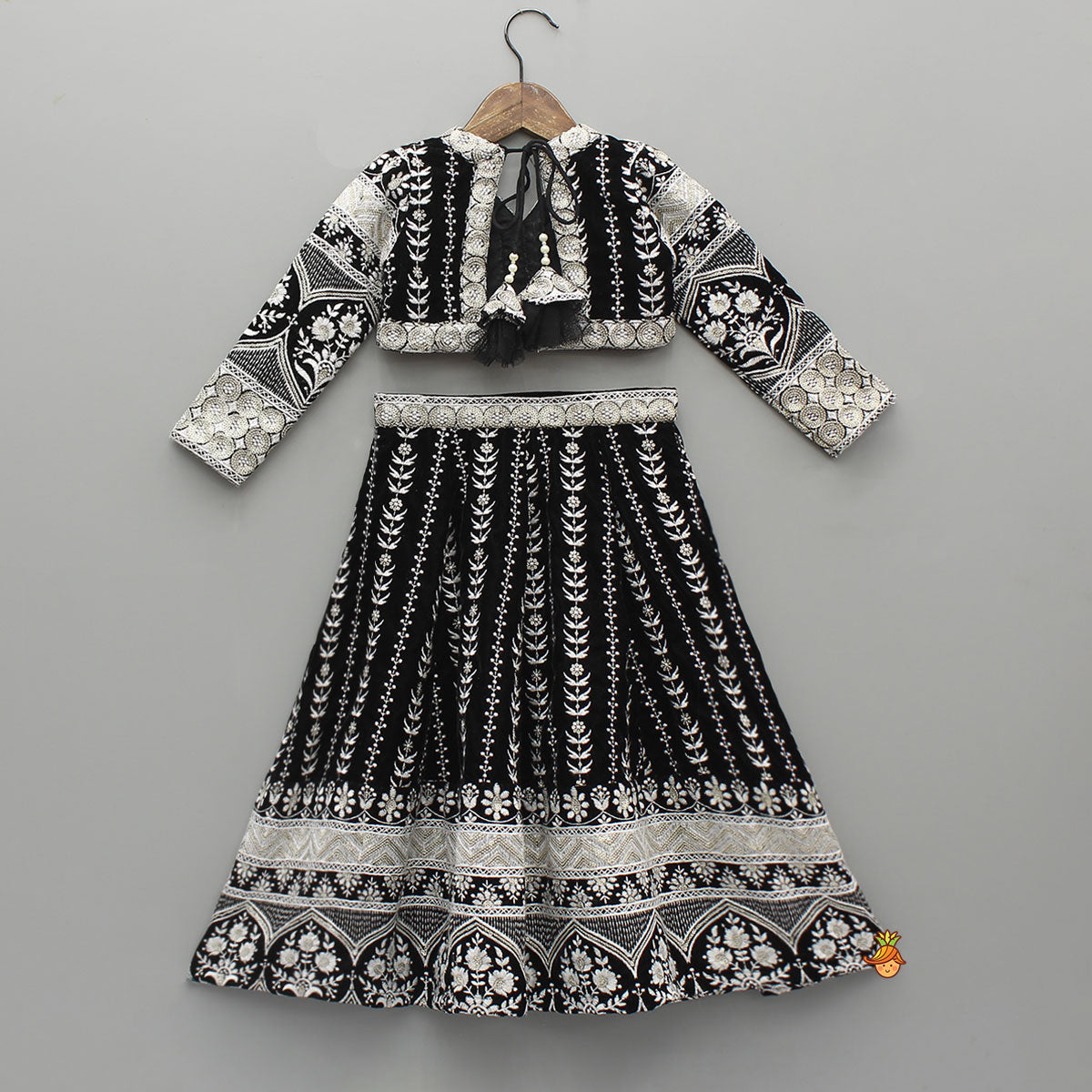 Gorgeous Top And Heavy Thread-Embroidered Velvet Lehenga With Matching Dupatta