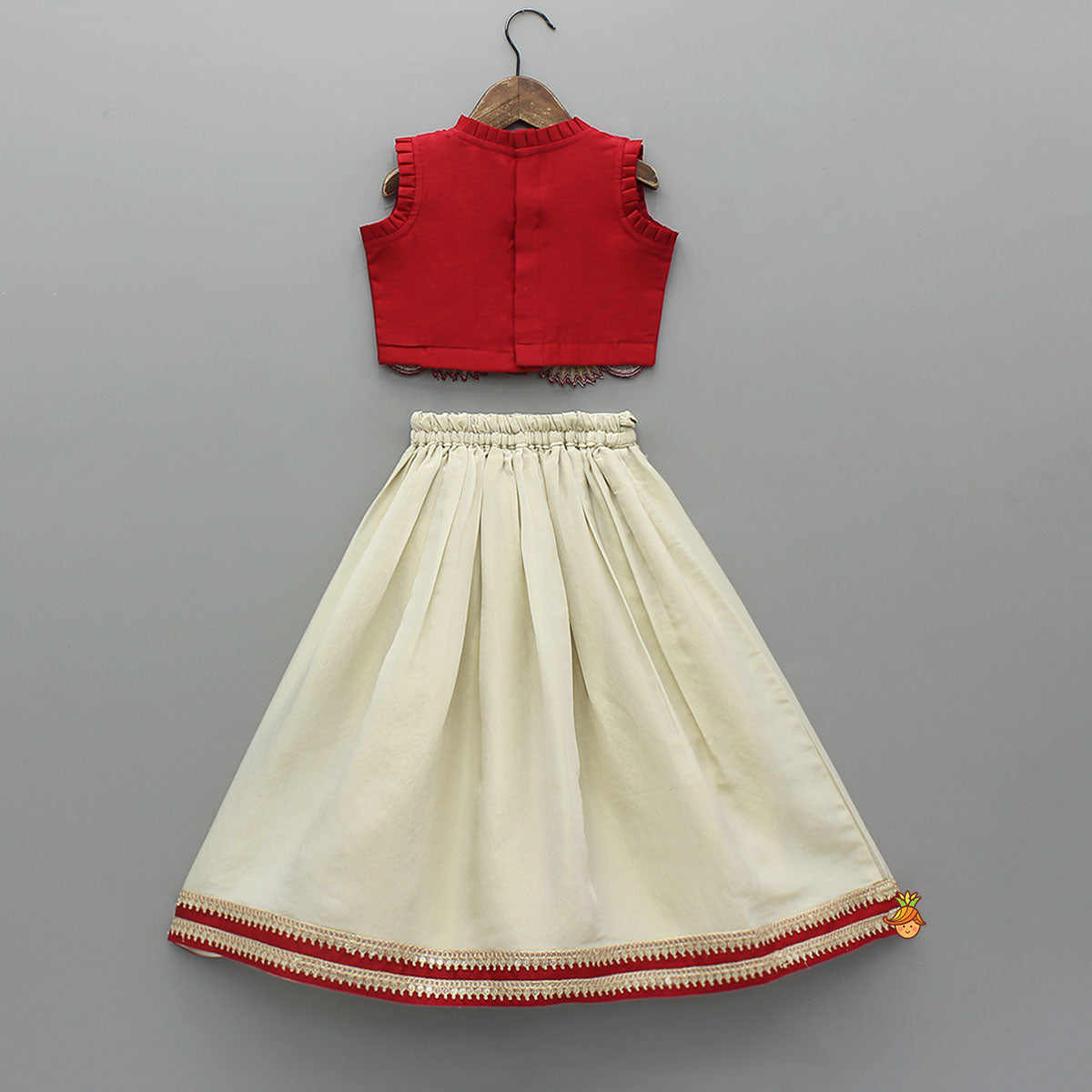 Mirror Work Pleated Top And Shimmery Lehenga