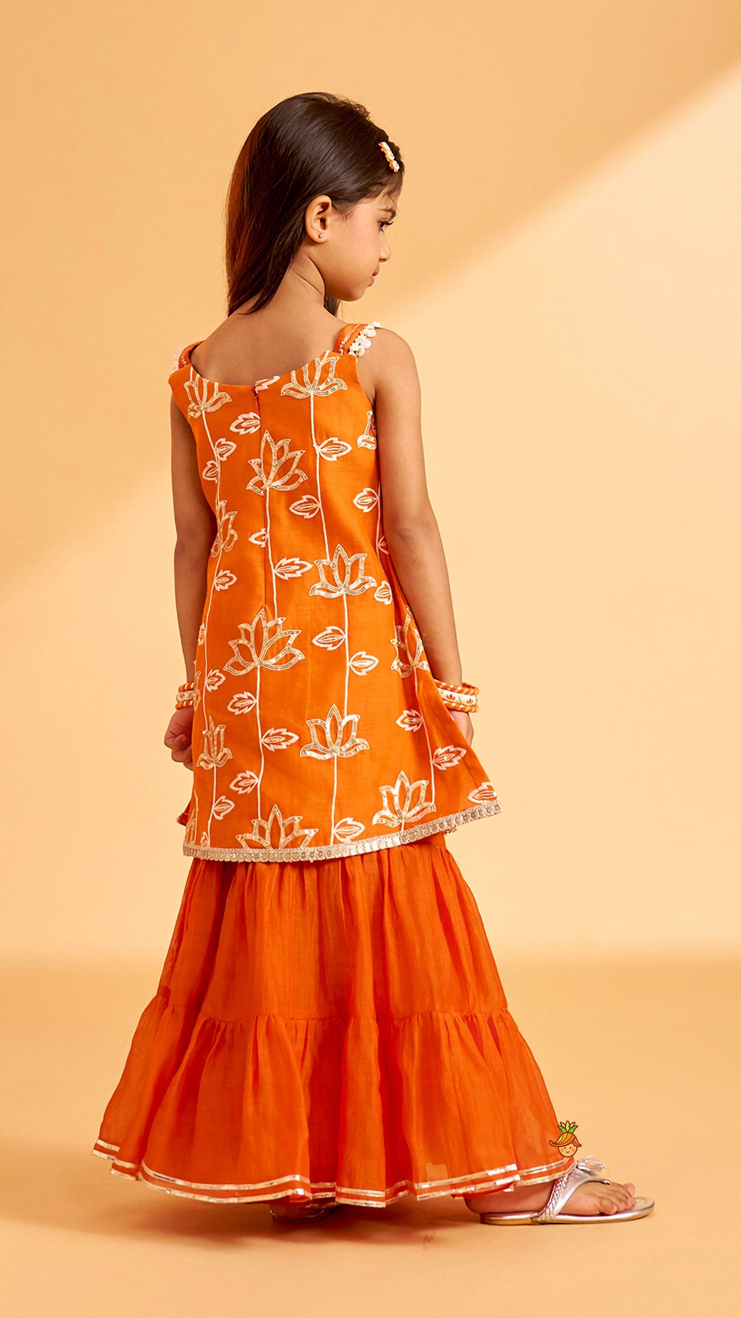 Beautiful Lotus-Embroidered Strappy Kurti With Sharara