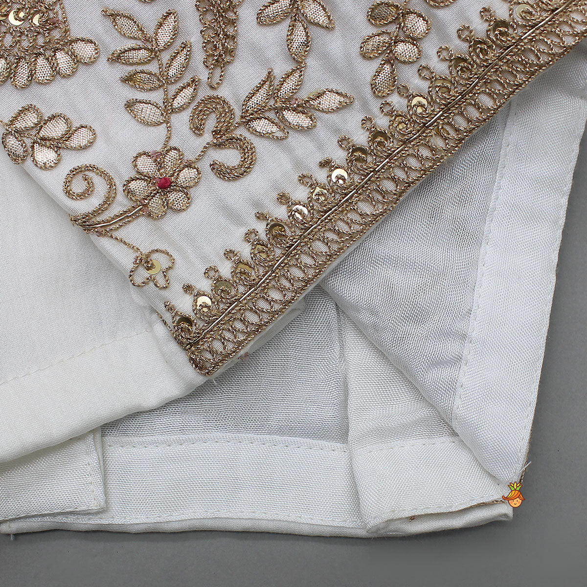 Pleated Neckline Heavily Embroidered Top With Lehenga