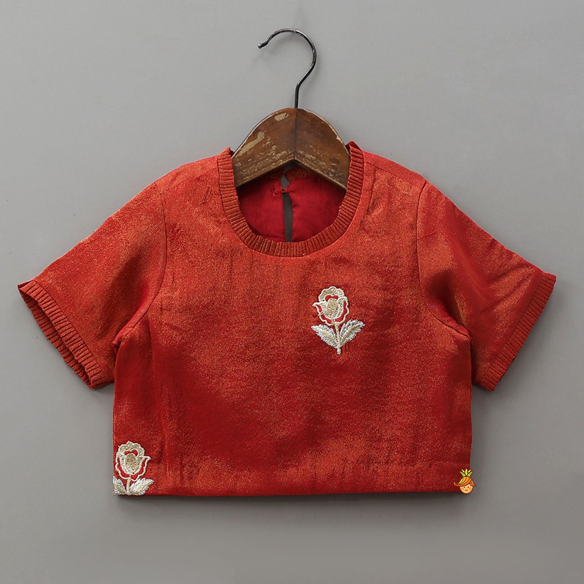 Intricately Flower-Embroidered Shimmery Top And Lehenga