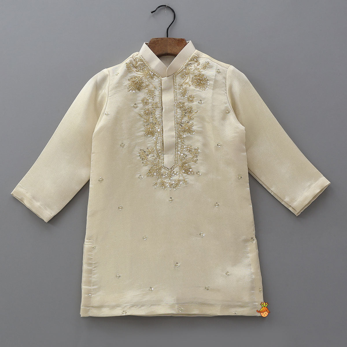 Embroidered Front Placket Shimmery Kurta With Churidar