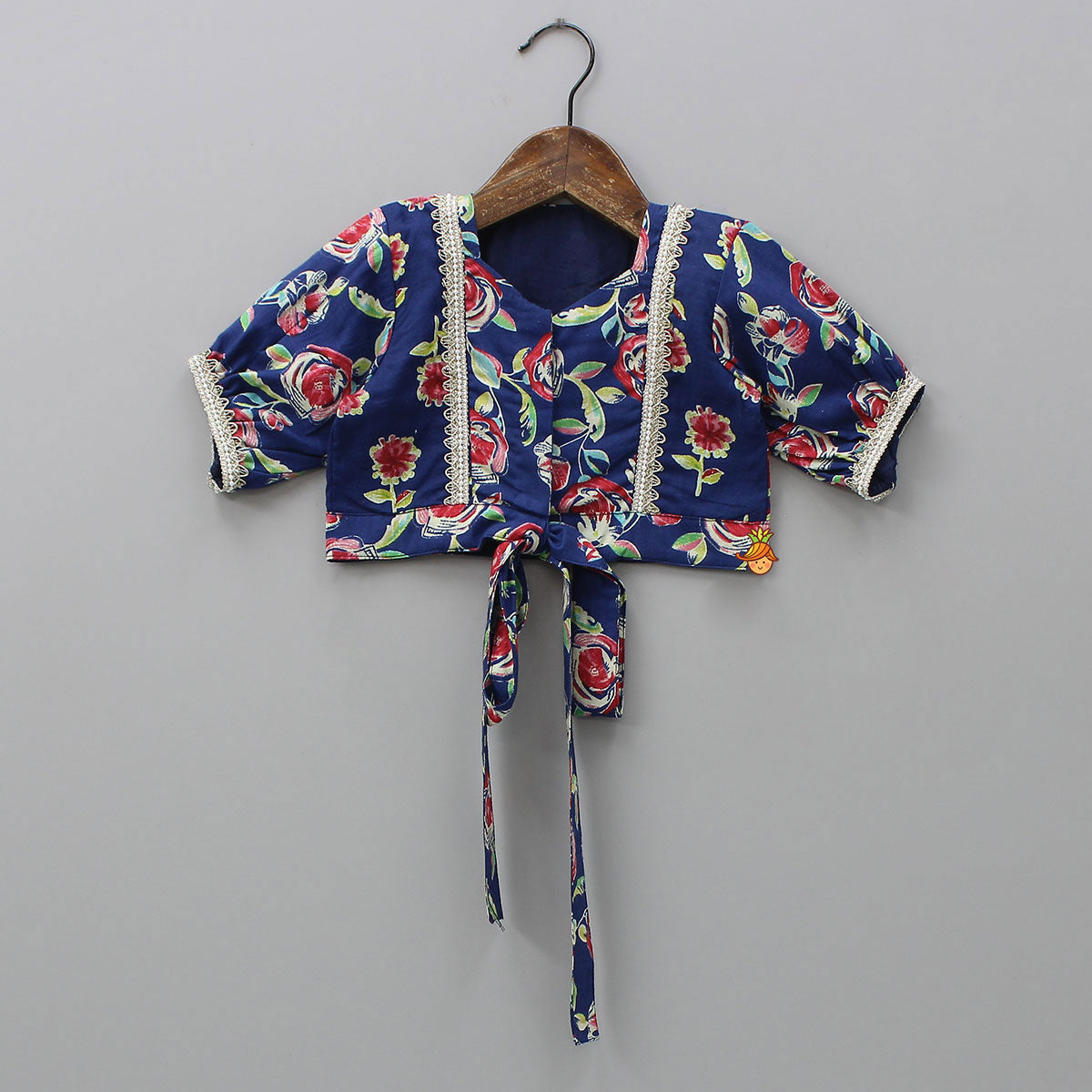 Front-Open Floral Printed Top And Lehenga With Matching Dupatta