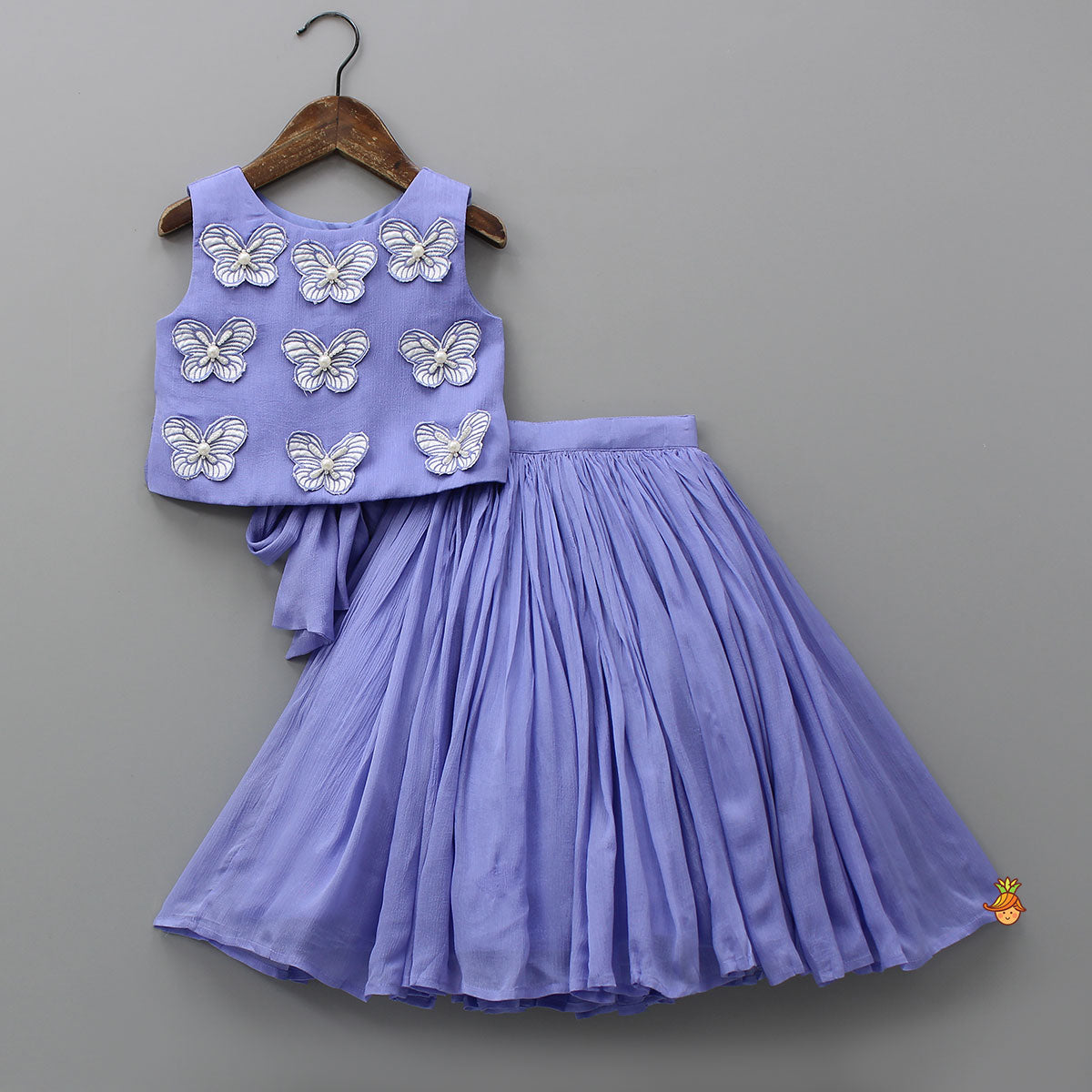 Butterfly Cutwork Top And Lehenga