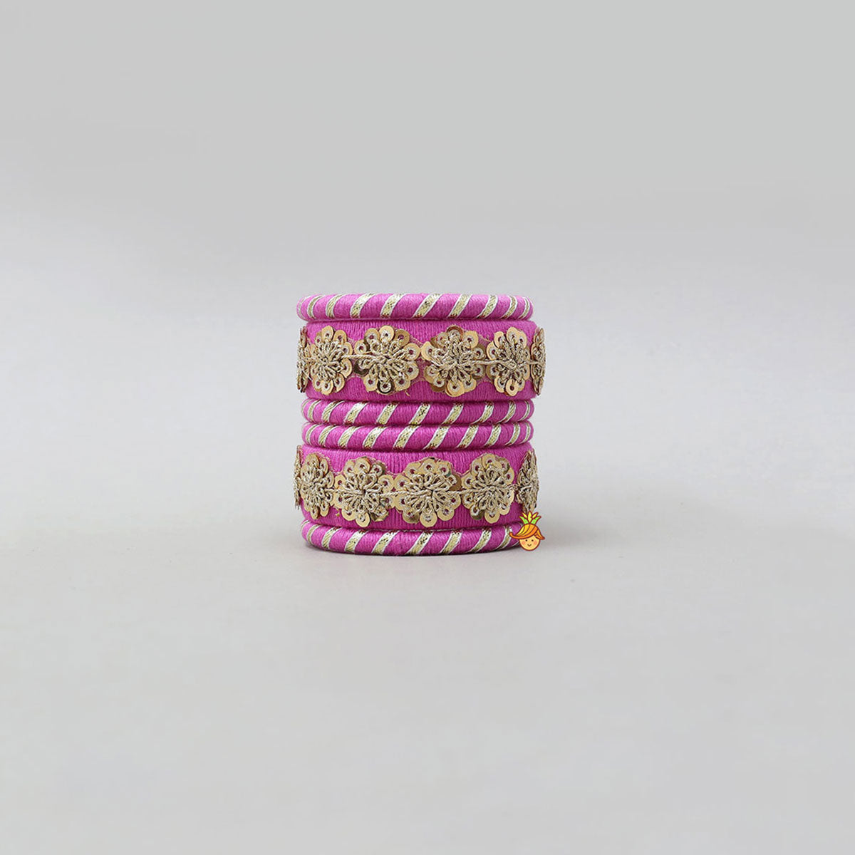 Adorable Thread Bangles With Floral Sequin Work