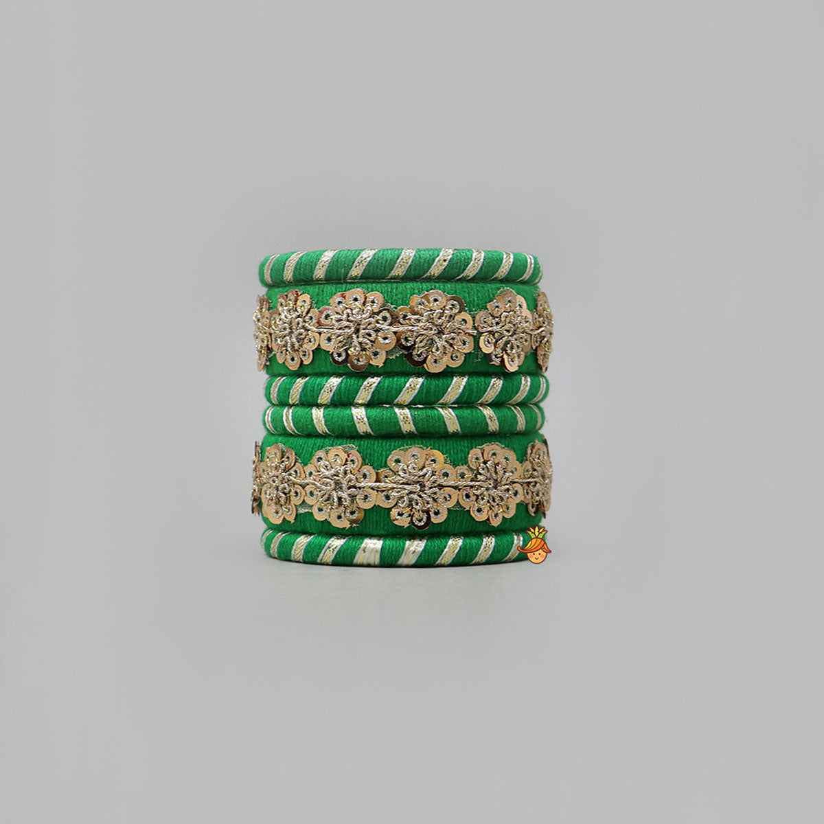 Floral Sequins-Detailed Thread Bangles