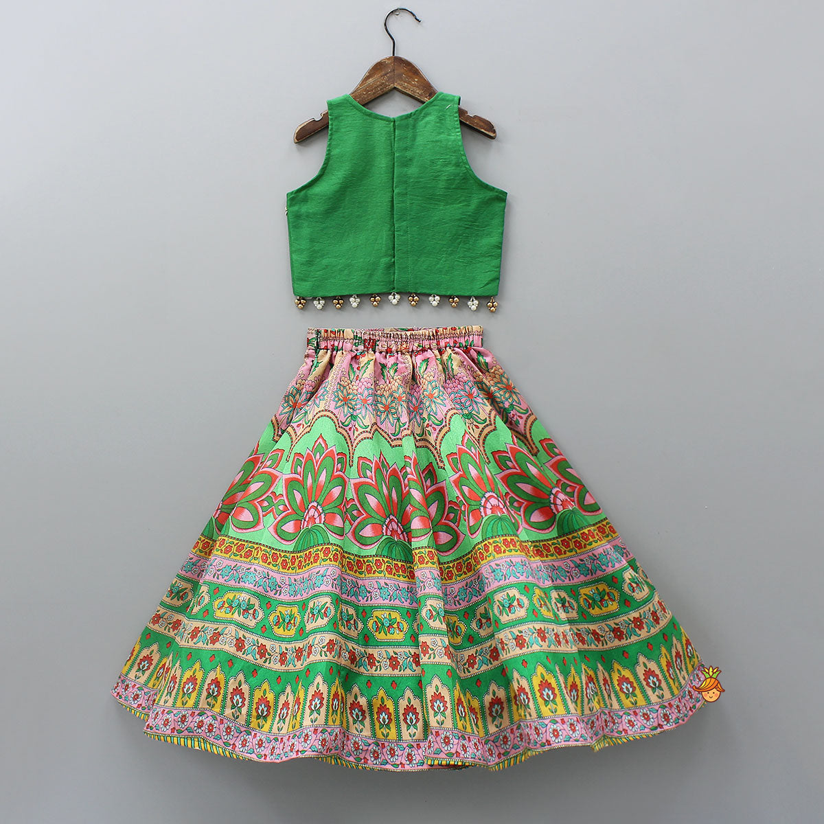 Elegant Lace Detailed Top And Printed Lehenga