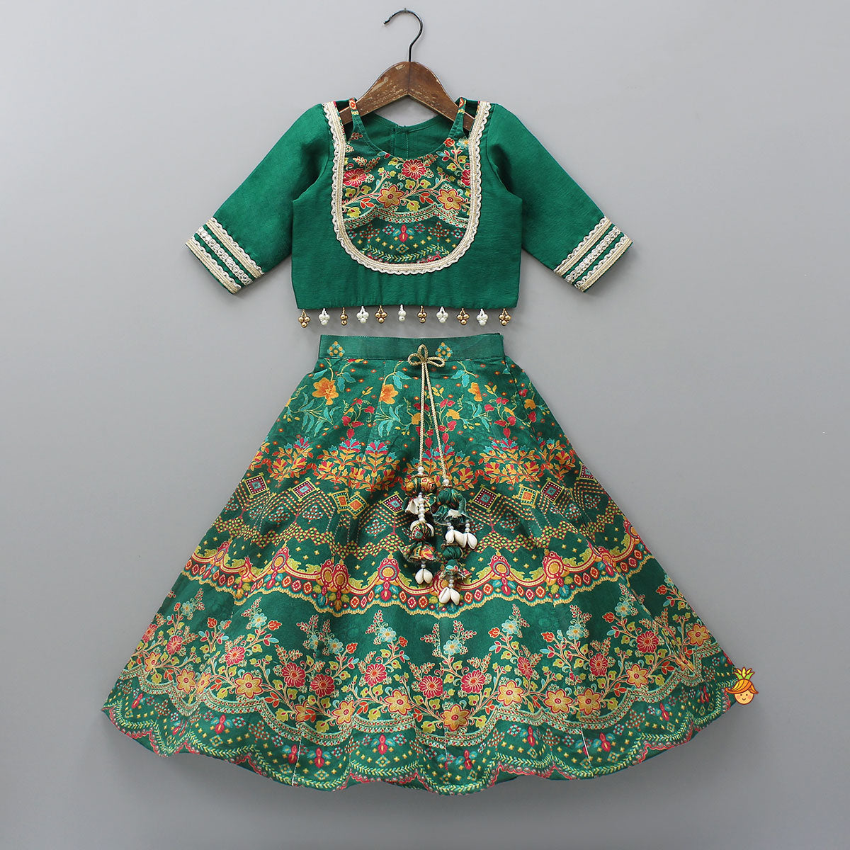 Stunning Printed Yoke Top And Lehenga