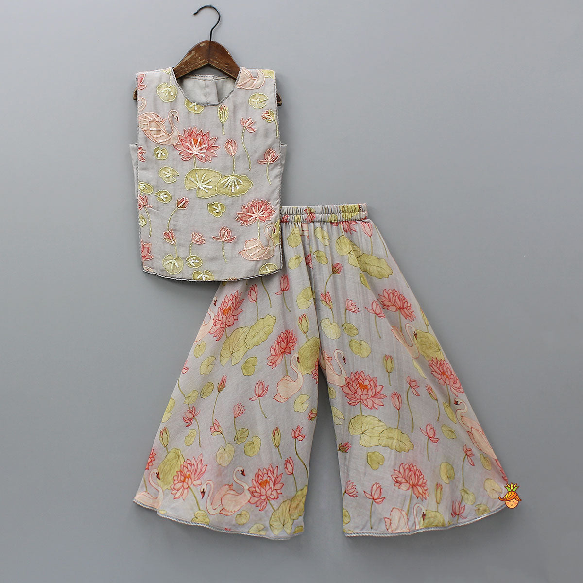 Swarn Motif Embroidered Asymmetric Stylish Top And Palazzo