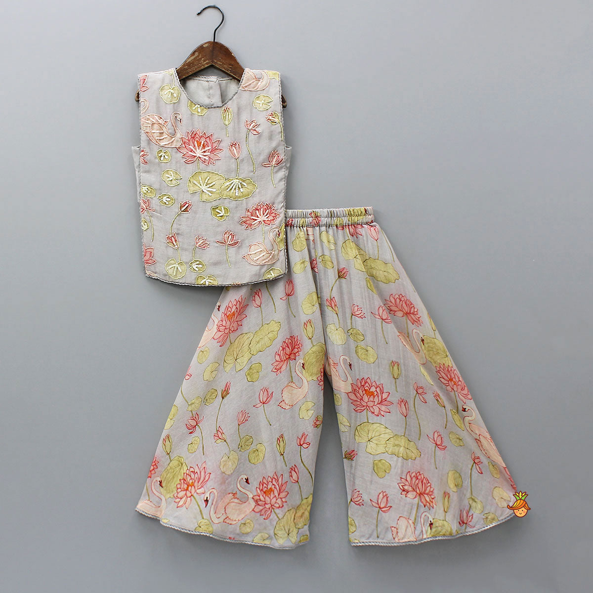 Swarn Motif Embroidered Asymmetric Stylish Top And Palazzo