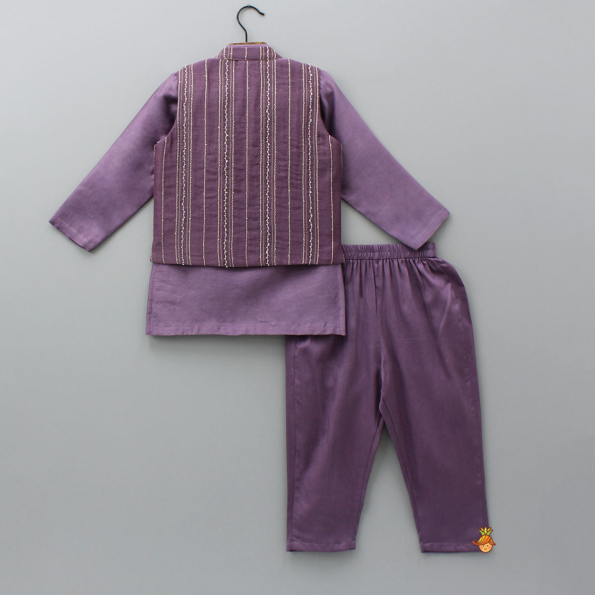 Elegant Kurta With Hand-Sequins Embroidered Jacket And Pyjama