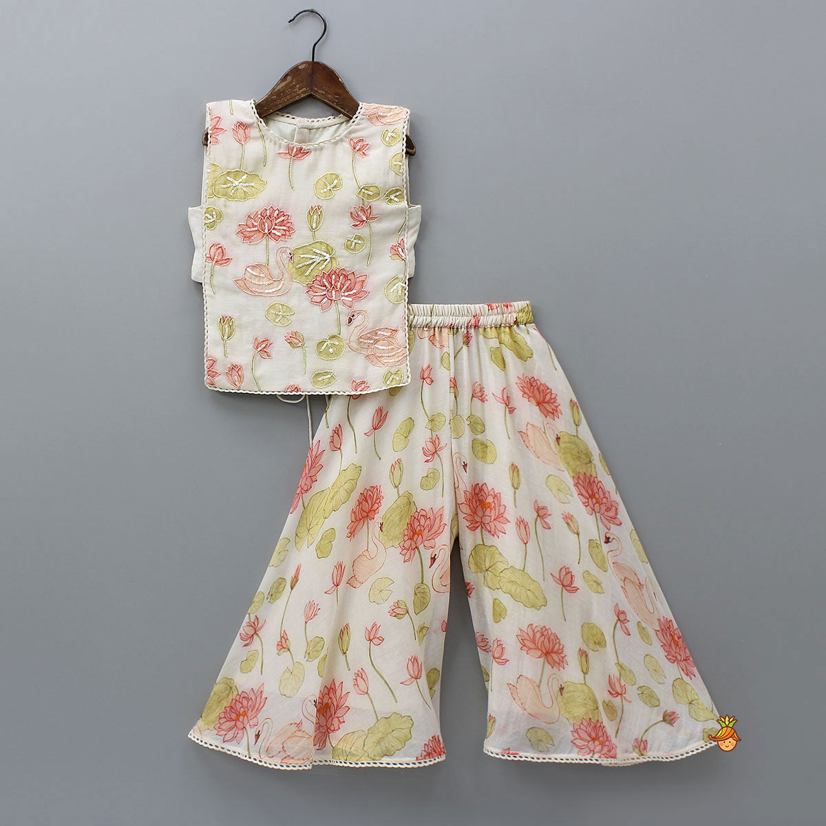 Swarn Motif Embroidered Asymmetric Top And Palazzo