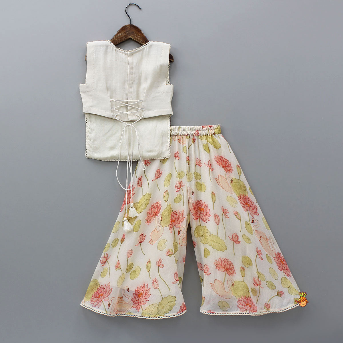 Swarn Motif Embroidered Asymmetric Top And Palazzo