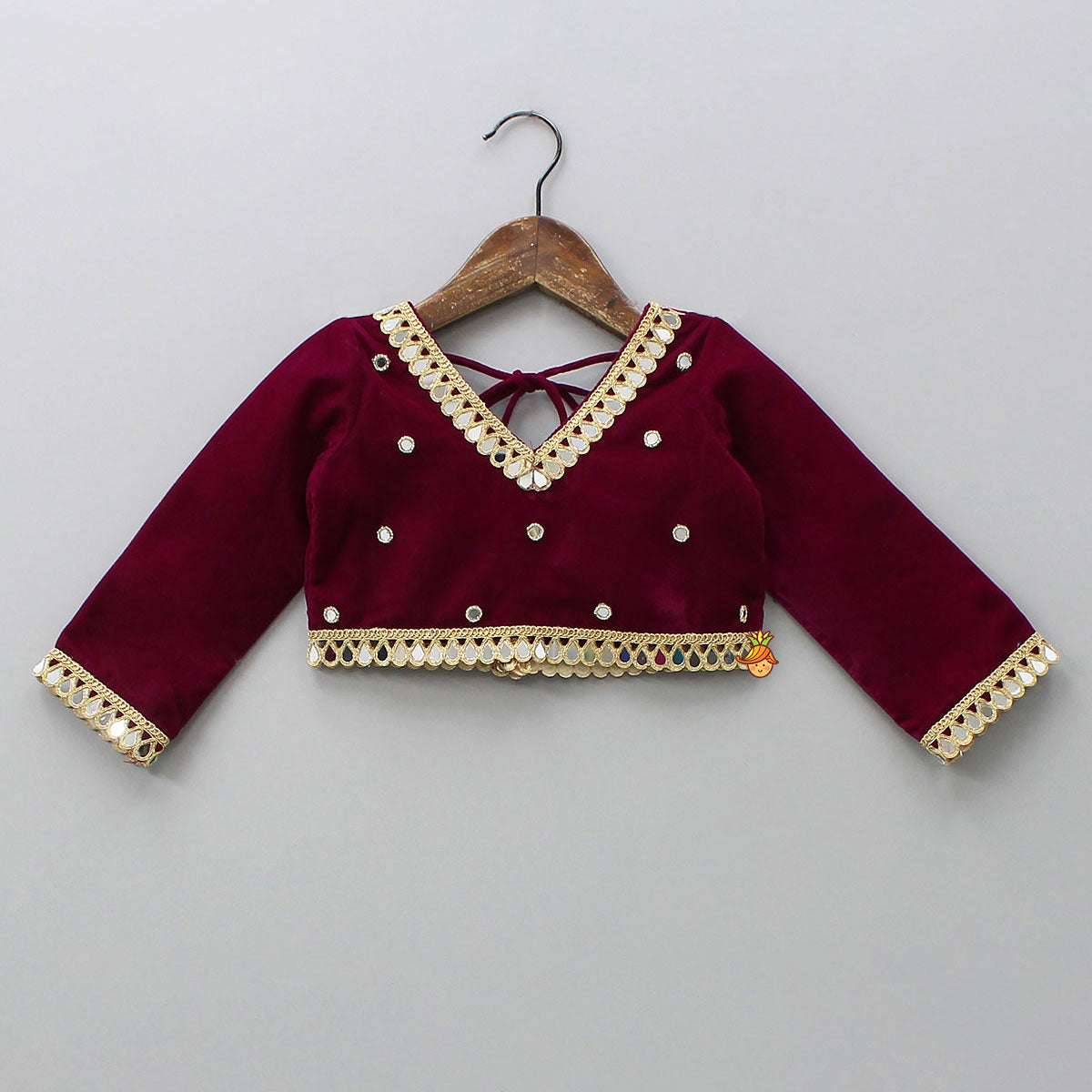 Velvet Mirror Work Top With Lehenga