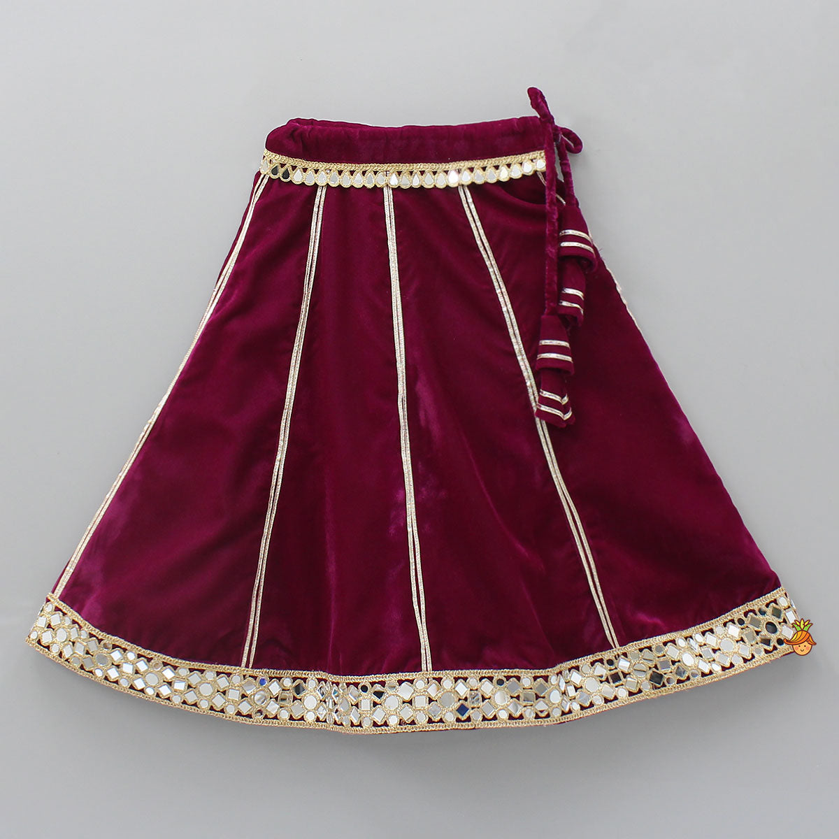 Velvet Mirror Work Top With Lehenga