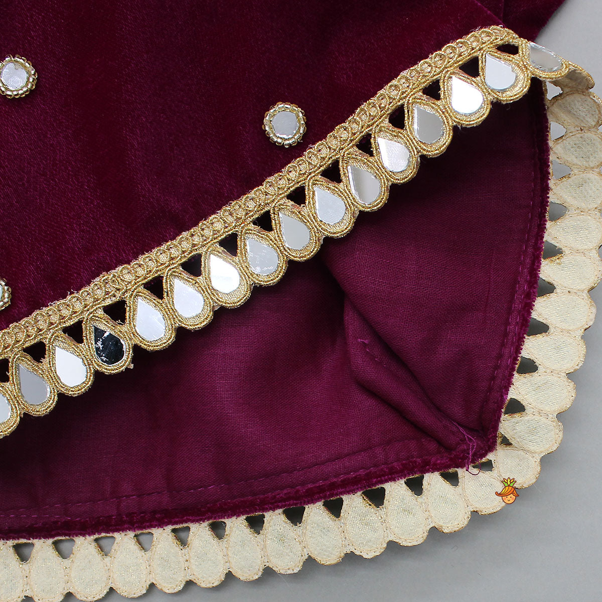 Velvet Mirror Work Top With Lehenga