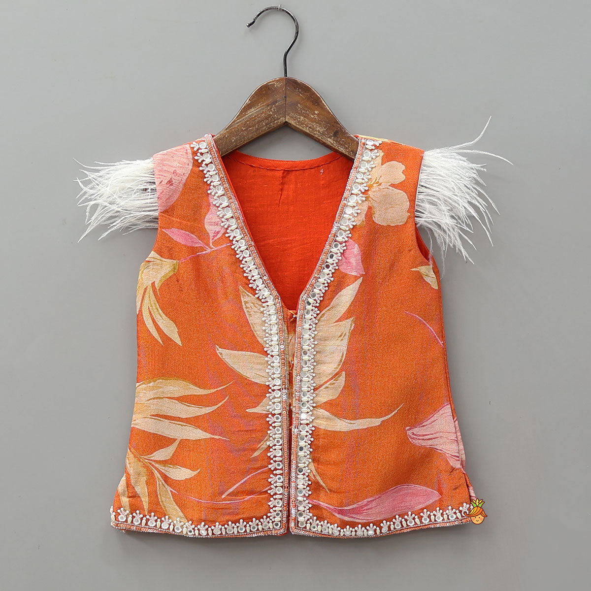 Strappy Top With Printed Shimmery Jacket And Palazzo