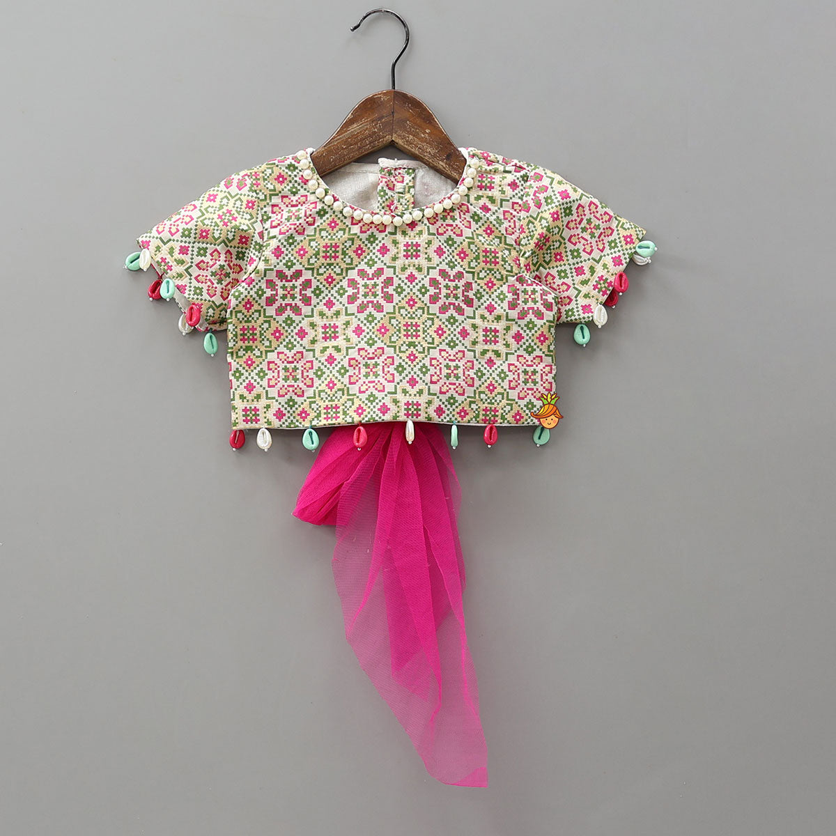 Back Knot Detail Top And Shimmery Lehenga