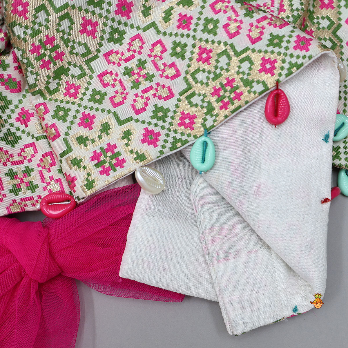 Back Knot Detail Top And Shimmery Lehenga