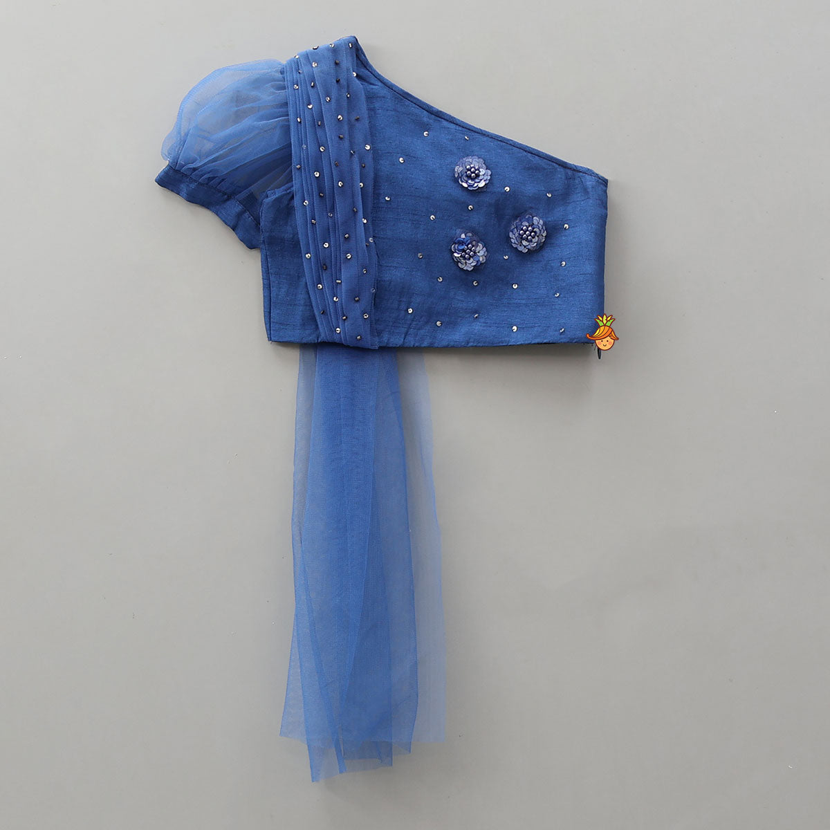 One Shoulder Drape Top With Lehenga