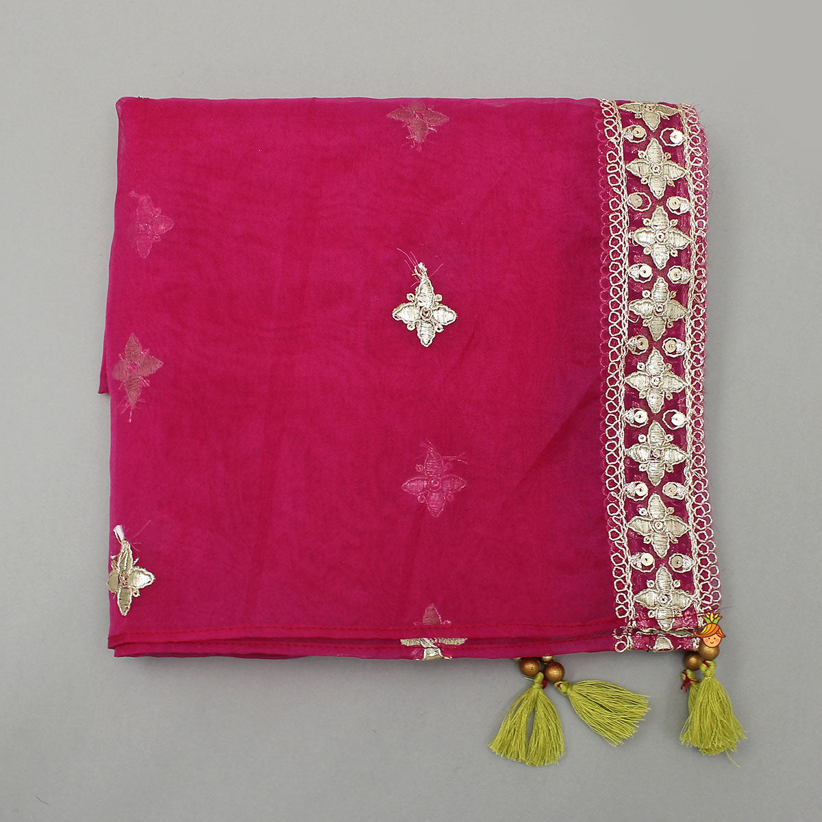 Charming Top And Heavily Embroidered Palazzo With Organza Dupatta