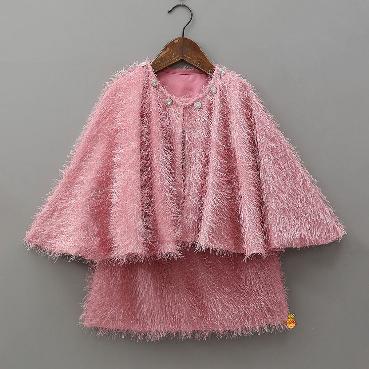 Adorable Fur-Detail Dress With Matching Cape