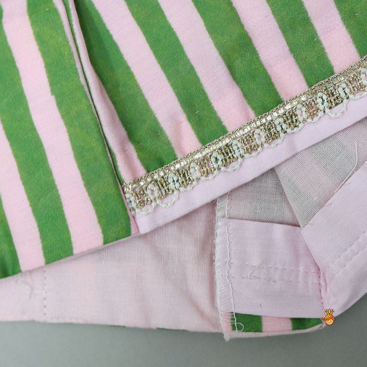 Striped Top And Colour Block Lehenga