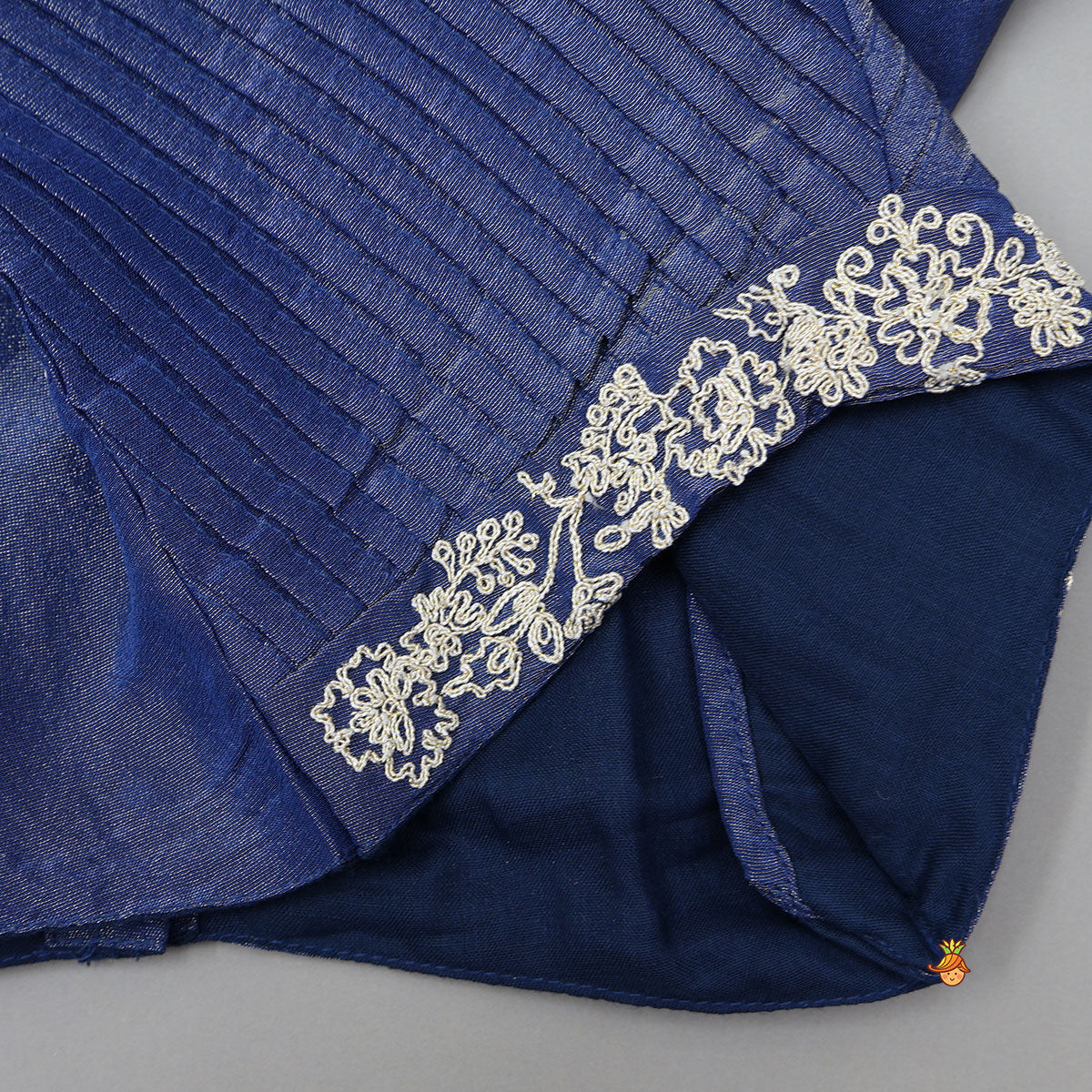 Shimmery Pleated Top And Lehenga With Matching Dupatta