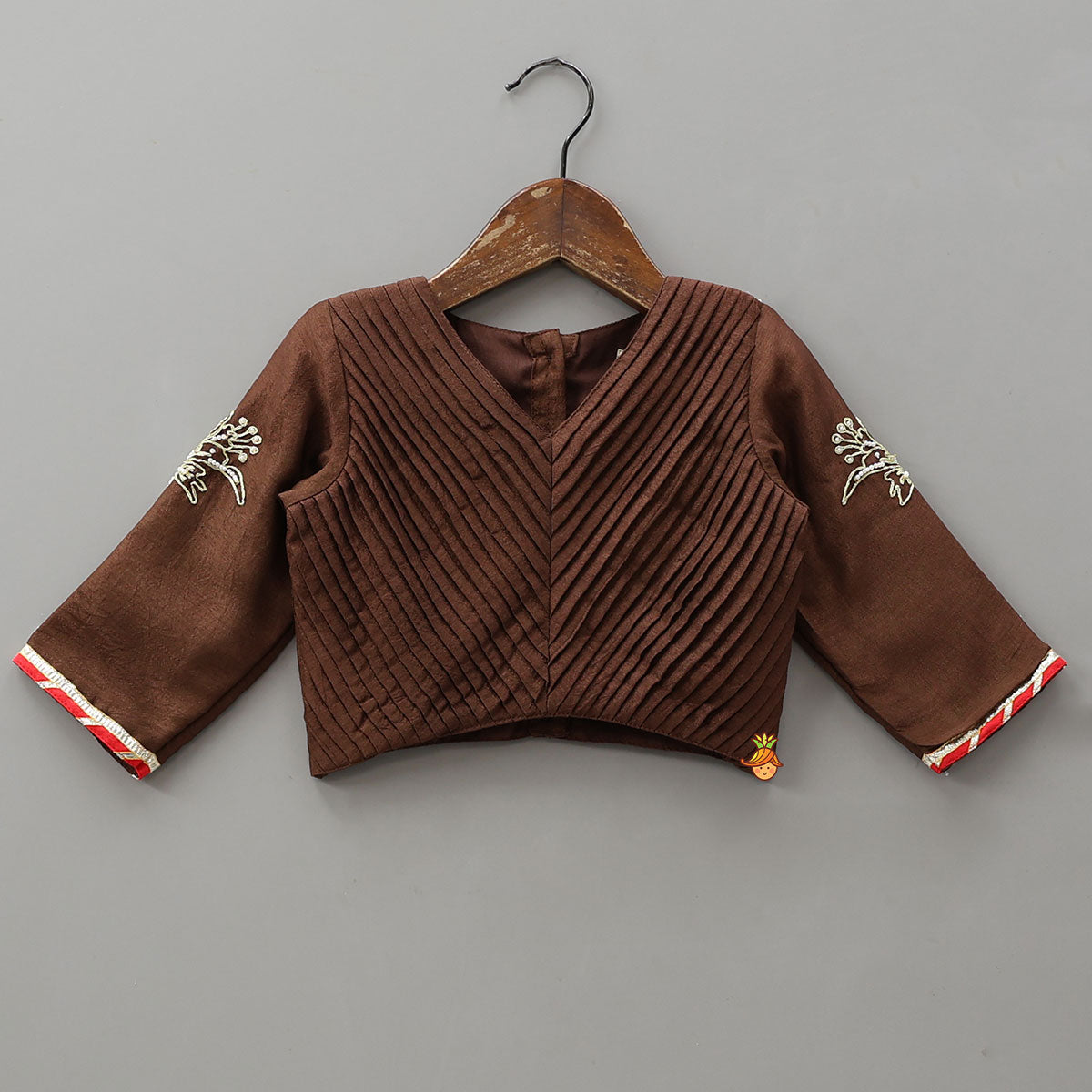 Pleated Top And Lehenga With Contrasting Dupatta