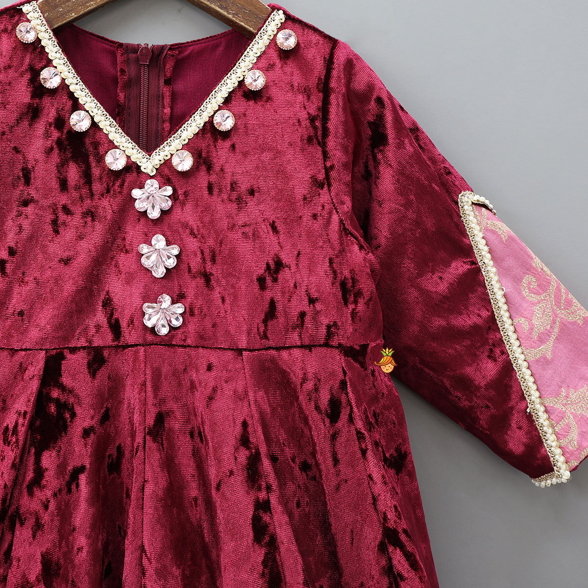 Velvet V-Neck Dual Tone Anarkali