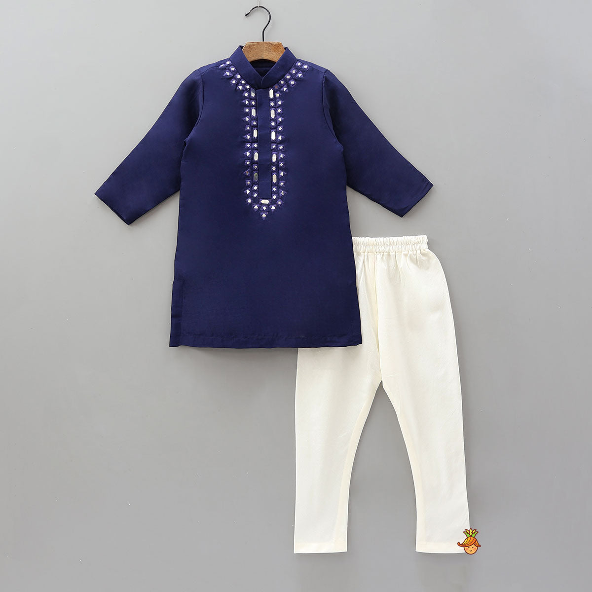 Embroidered Front Placket Ethnic Kurta With Churidar