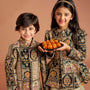 Charming Embroidered Sherwani With Shimmery Pleated Patiala twinning model image 4