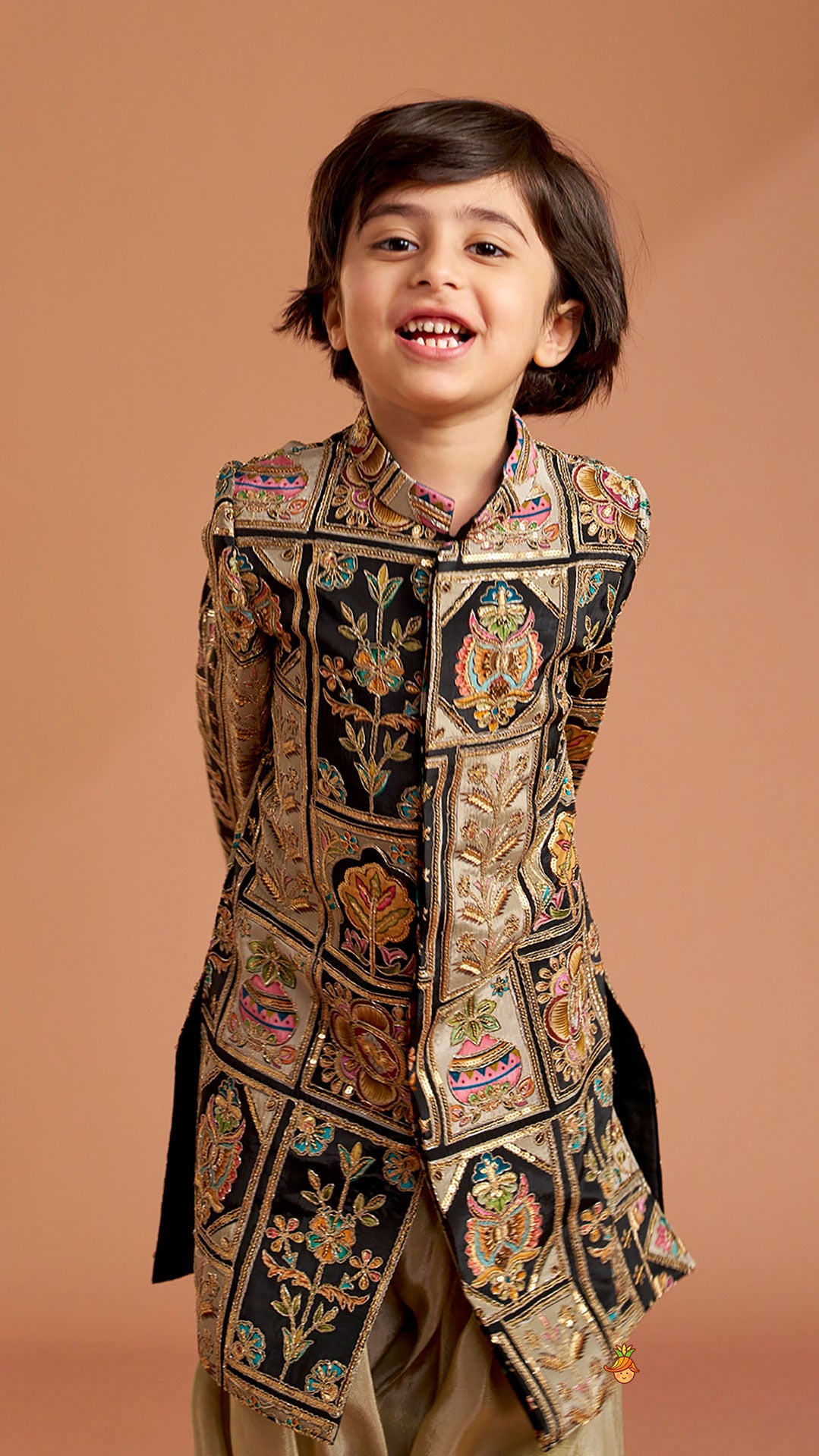 Charming Embroidered Sherwani With Shimmery Pleated Patiala