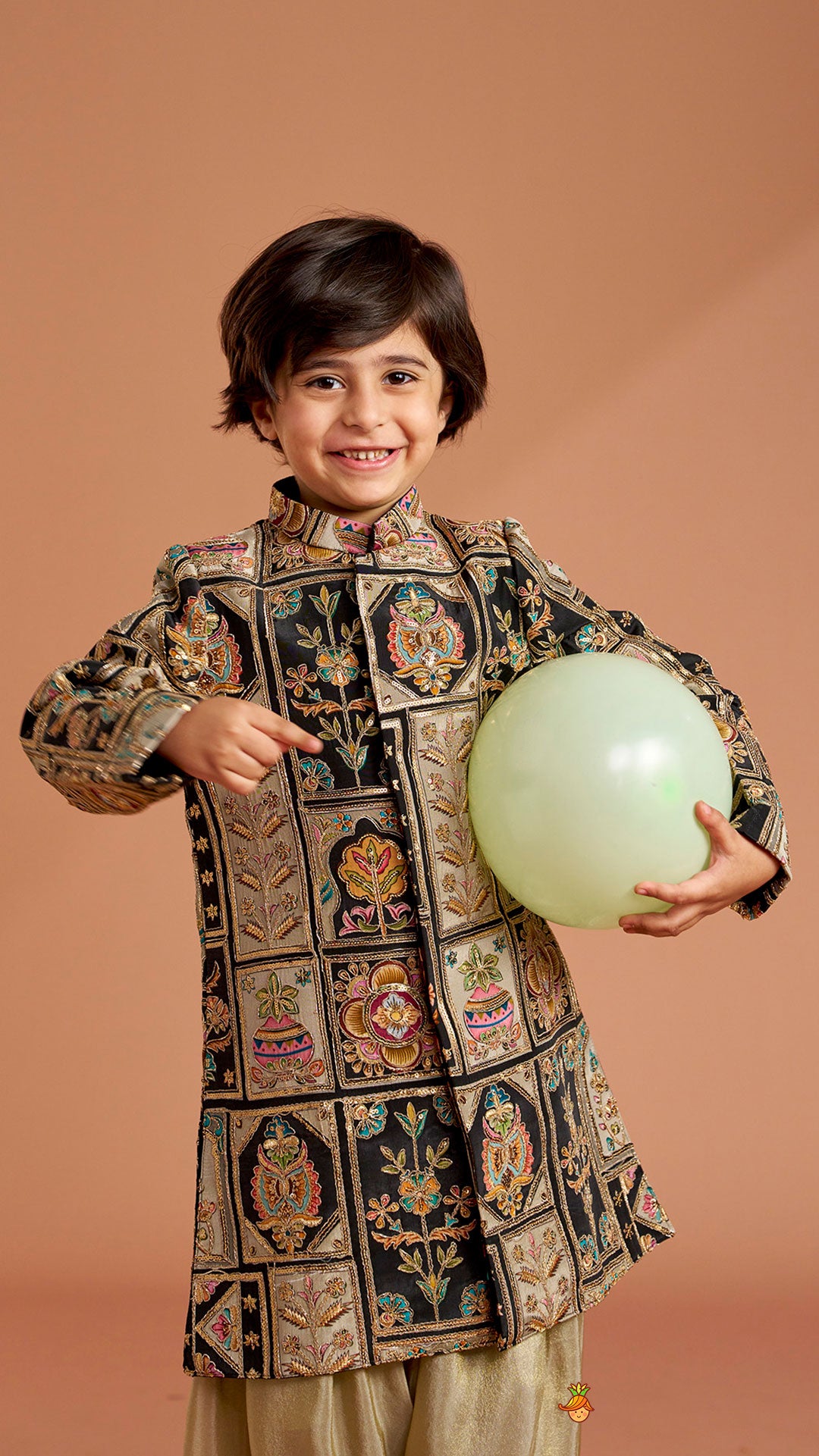 Charming Embroidered Sherwani With Shimmery Pleated Patiala