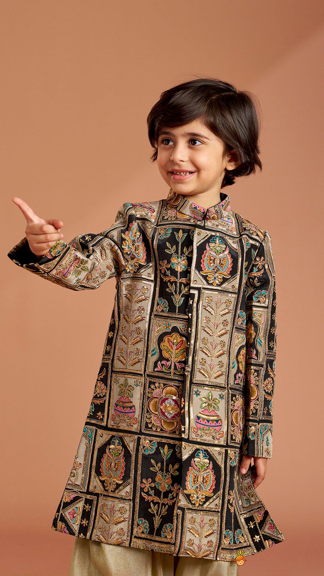 Charming Embroidered Sherwani With Shimmery Pleated Patiala