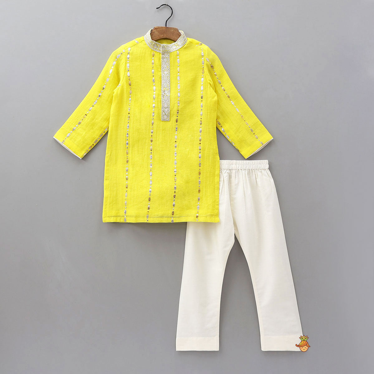 Embroidered Placket Kurta With Pyjama