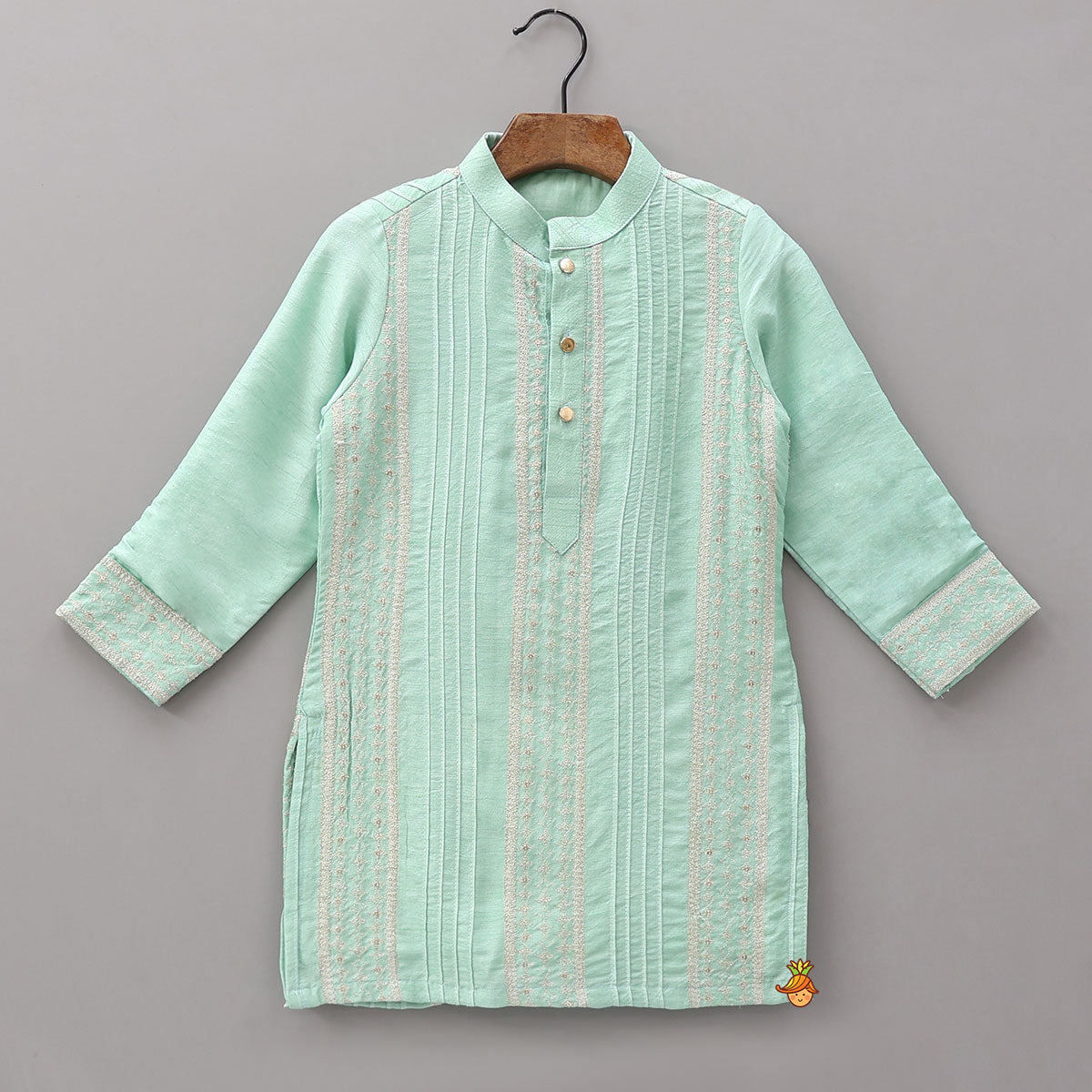 Pin-Tuck Embroidered Kurta With Pyjama