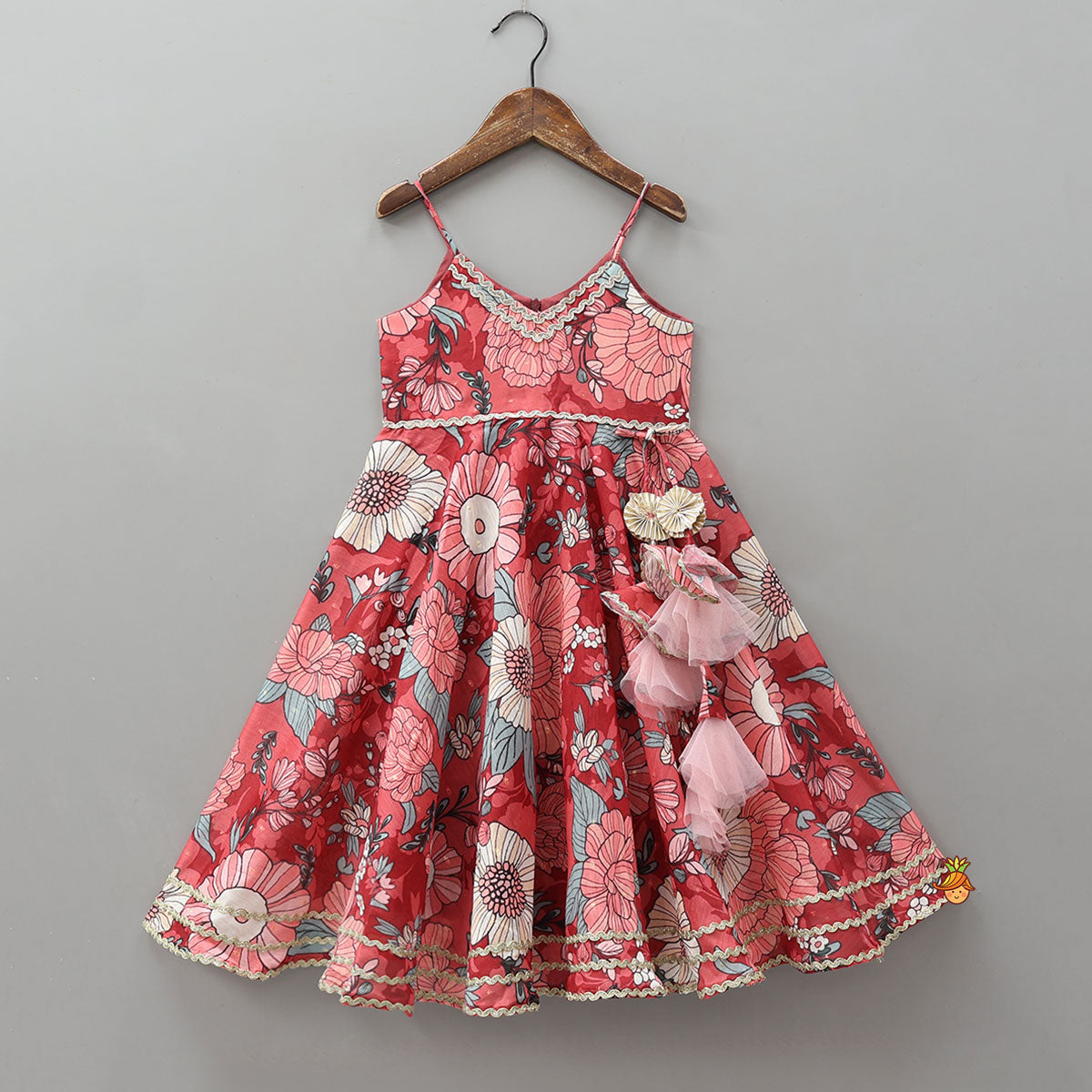 Floral Strappy Kurti With Matching Dupatta