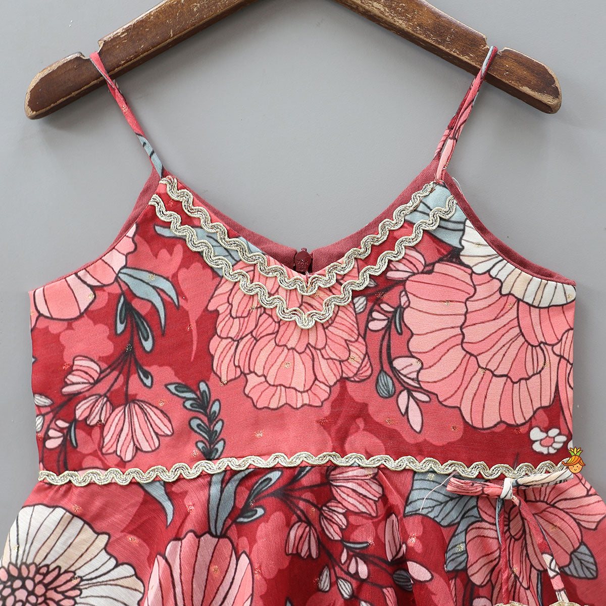 Floral Strappy Kurti With Matching Dupatta