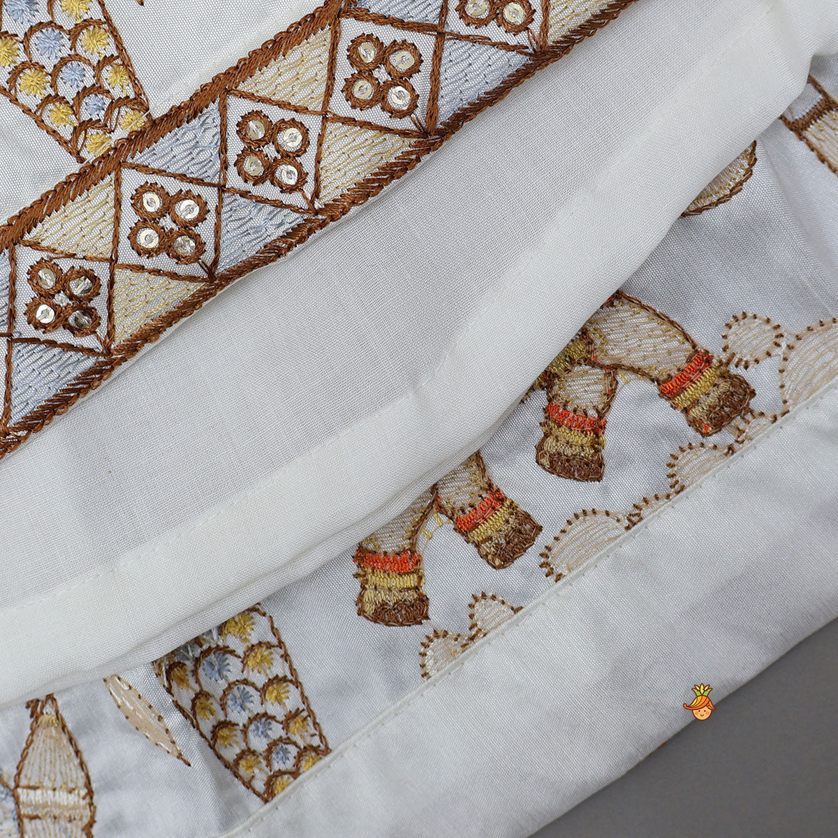 Front-Open Floral Embroidered Top With Lehenga