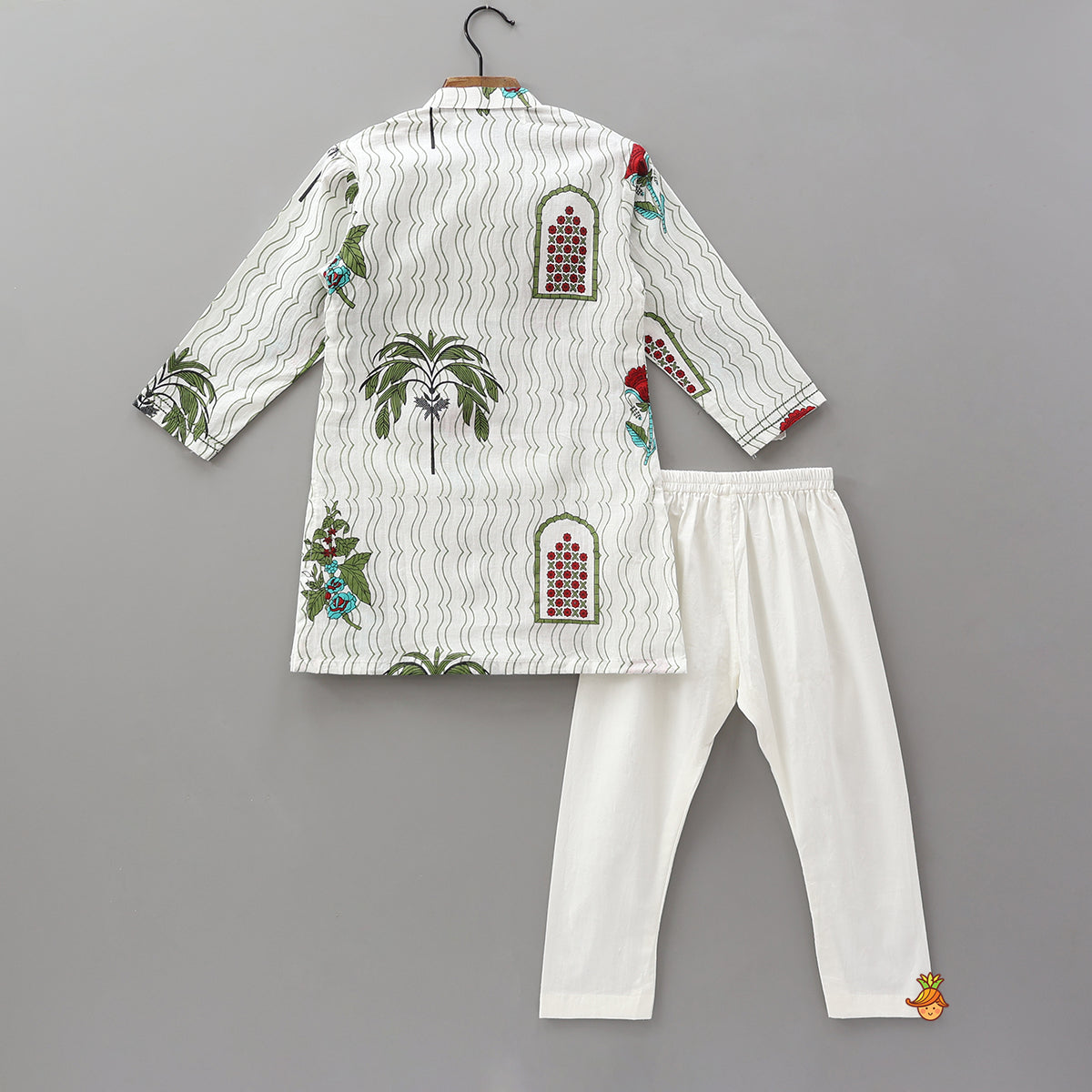 Floral Printed Cotton Kurta With Pyjama