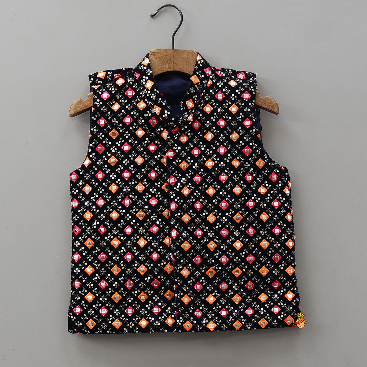 Elegant Kurta With Faux Mirror Work Jacket And Pyjama