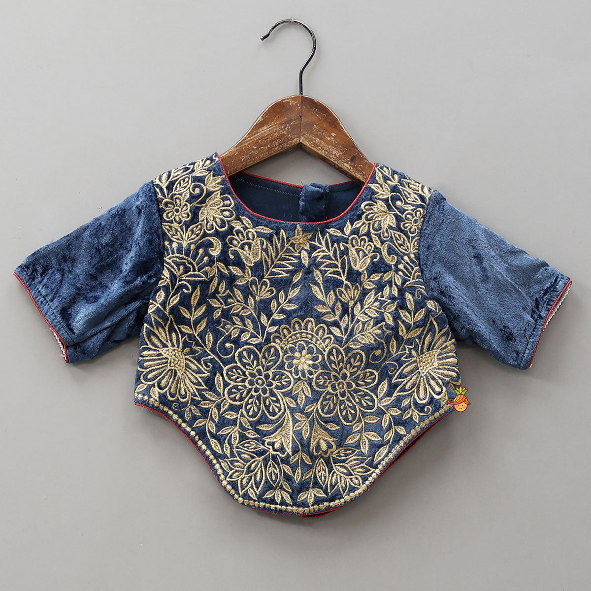 Velvet Embroidered Stylish Top With Matching Lehenga