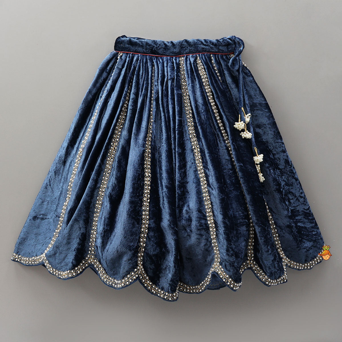 Velvet Embroidered Stylish Top With Matching Lehenga