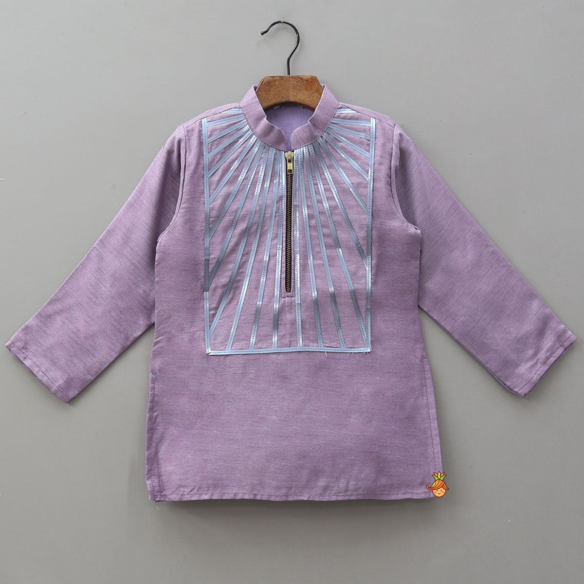 Holographic Lace-Work Kurta And Pyjama