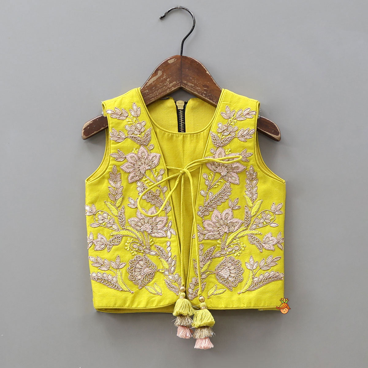 Jacket Style Front Knot Top And Cut-Work Palazzo